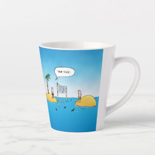 Tasse Latte Caricature amusante de volley-ball de requin