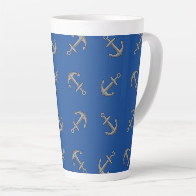 Tasse Latte Caricature Ancre de bateau (Angle droit)