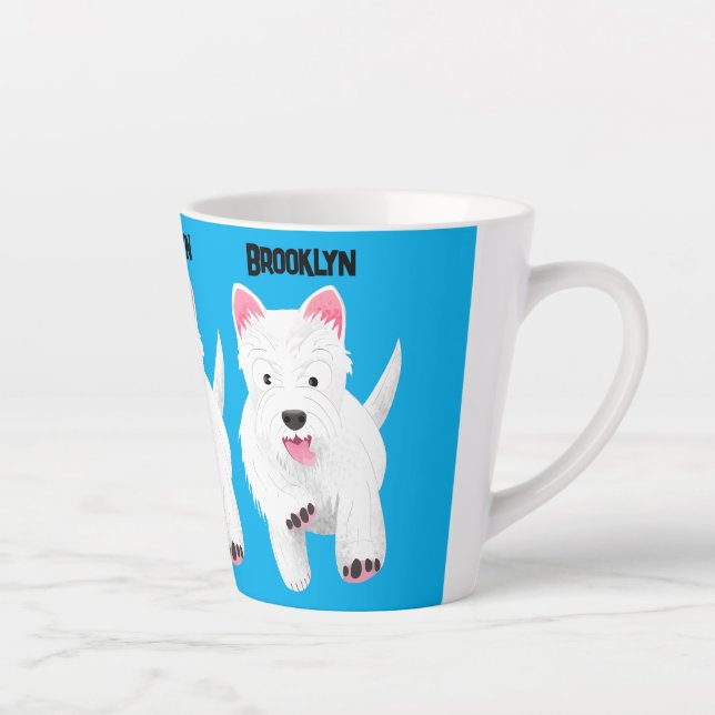 Tasse Latte Caricature blanche de terrier de l'ouest (Droite)