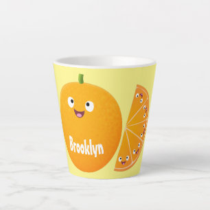 Tasse Latte Caricature d'agrumes d'orange