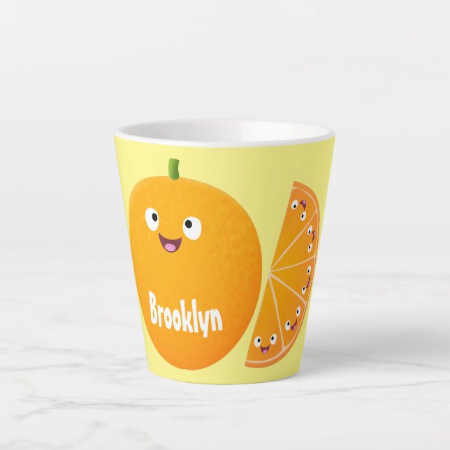 Tasse Latte Caricature d'agrumes d'orange (Devant)