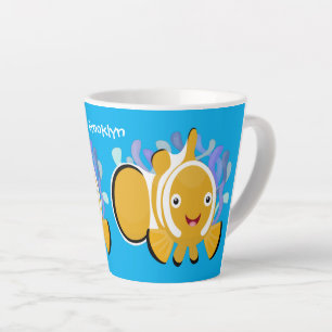 Tasse Latte Caricature d'anénome de poisson clown joli