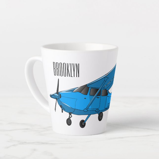 Tasse Latte Caricature d'avion à voilure fixe (Angle gauche)
