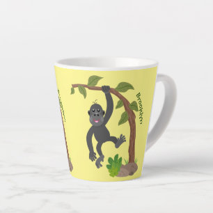 Tasse Latte Caricature de bébé gorille joyeux