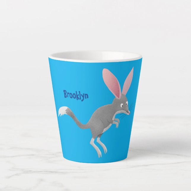 Tasse Latte Caricature de bilby australien très heureuse (Devant)