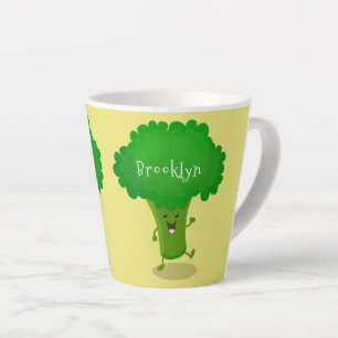 Tasse Latte Caricature de brocoli dansant Cute kawaii