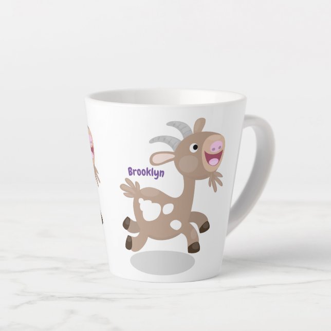 Tasse Latte Caricature de chèvre billy joyeux (Angle droit)