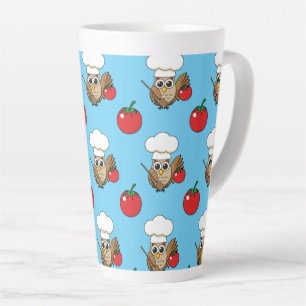Tasse Latte Caricature de Chouette à Cuisine mignonne