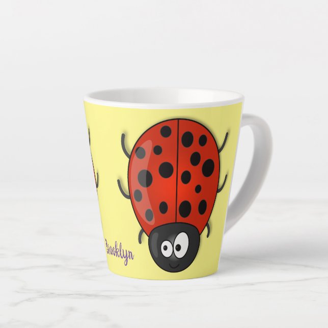 Tasse Latte Caricature de coccinelle rouge joyeux (Angle droit)