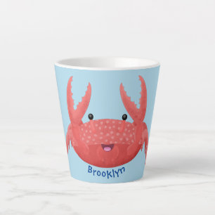 Tasse Latte Caricature de crabe rouge cuite