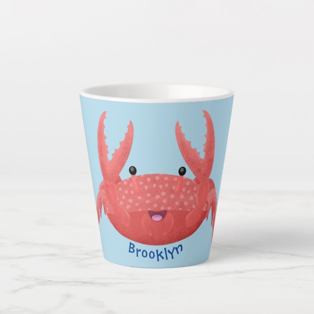 Tasse Latte Caricature de crabe rouge cuite (Devant)