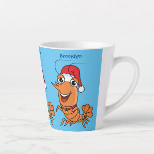 Tasse Latte Caricature de crevettes de Noël joyeux
