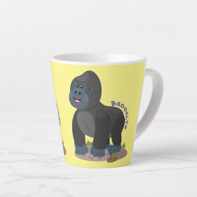 Tasse Latte Caricature de gros gorilles joyeux (Angle droit)