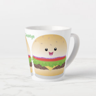 Tasse Latte Caricature de hamburger kawaii joyeux