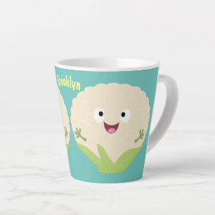 Tasse Latte Caricature de légume de chou-fleur joyeux