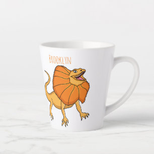 Tasse Latte Caricature de lézard à col frisé orange