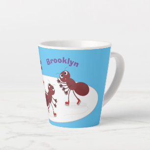 Tasse Latte Caricature de patinage sur glace de Happy red four