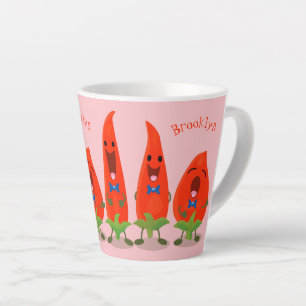Tasse Latte Caricature de piments chantants mignons