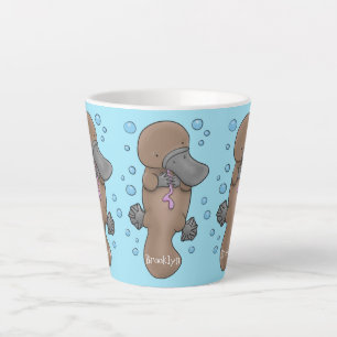 Tasse Latte Caricature de platypus bébé très heureuse