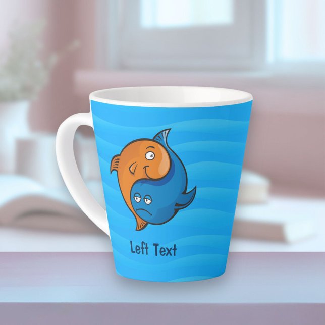 Tasse Latte Caricature de poisson Yin Yang (Créateur téléchargé)