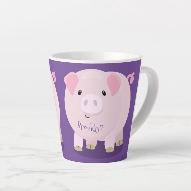 Tasse Latte Caricature de porc mignon rose pot vendue (Angle droit)