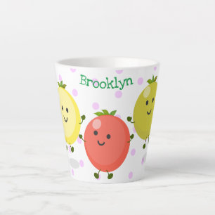Tasse Latte Caricature de tomates cerises mûres