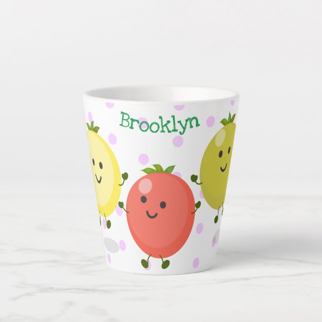 Tasse Latte Caricature de tomates cerises mûres (Devant)