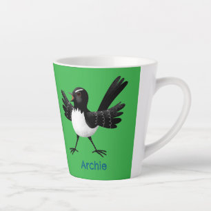Tasse Latte Caricature de Willie Wagtail australienne personna