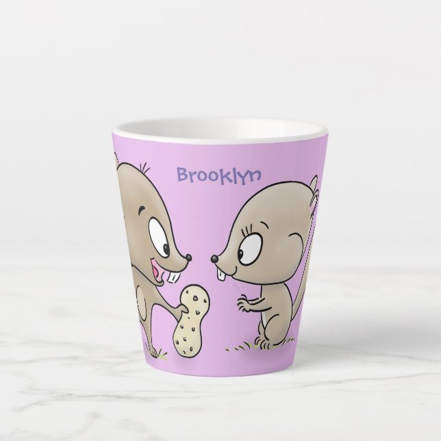 Tasse Latte Caricature d'écureuils marrants (Devant)