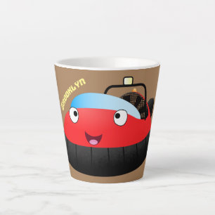 Tasse Latte Caricature d'hovercraft rouge joyeux