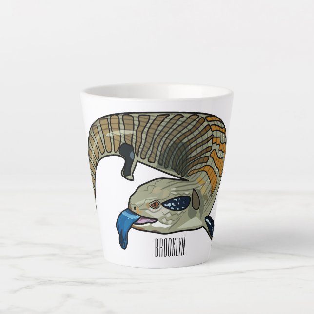Tasse Latte Caricature en bleu (Devant)
