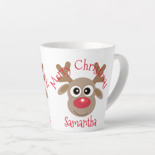 Tasse Latte Caricature en latte blanche blanche pour rennes de