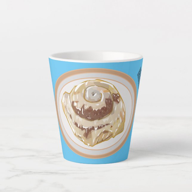 Tasse Latte Caricature en rouleau de cannelle (Devant)