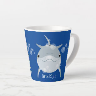Tasse Latte Caricature joli dauphin kawaii kawaii
