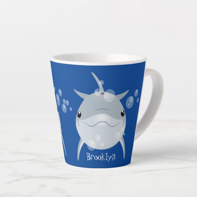 Tasse Latte Caricature joli dauphin kawaii kawaii (Angle droit)
