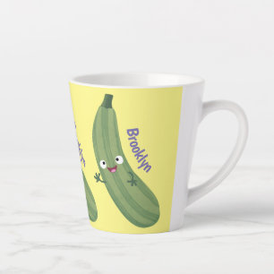 Tasse Latte Caricature joyeux de courgettes mignonnes