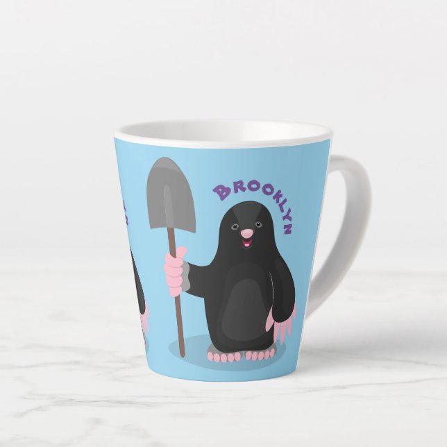 Tasse Latte Caricature mole joyeux (Angle droit)