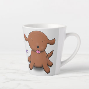 Tasse Latte Caricature pour chien de chiot joyeux