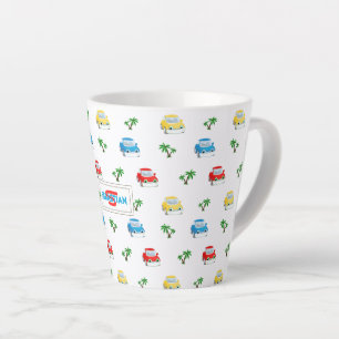 Tasse Latte Caricature pour enfants de voitures rouge, bleu et
