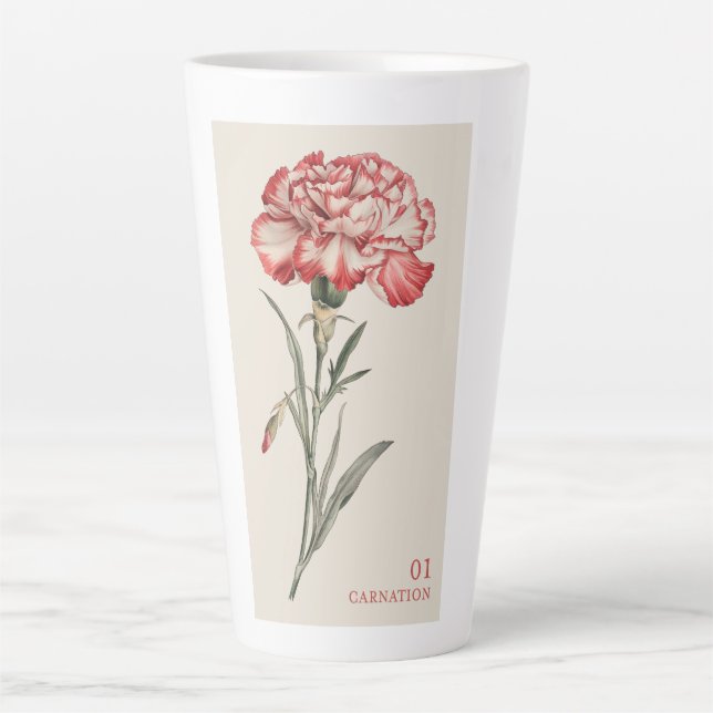 Tasse Latte Carnation - Janvier Fleur de naissance (Devant)