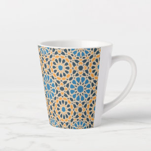 Tasse Latte Carreau géométrique marocain & motif orange