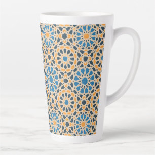 Tasse Latte Carreau géométrique marocain & motif orange