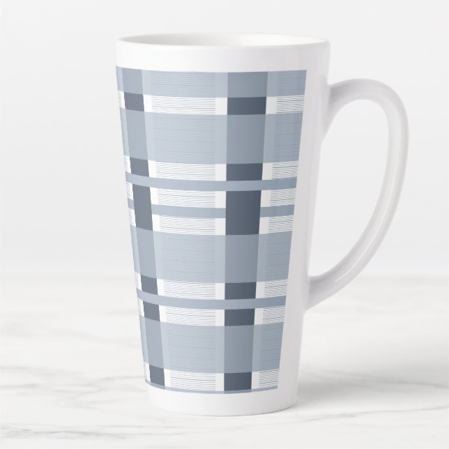 Tasse Latte Carreaux bleus et rayures  (Droite)