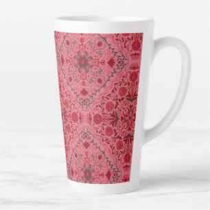 Tasse Latte Carreaux floraux en rouge et pastèque rose