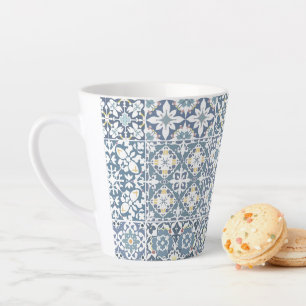 Tasse Latte Carreaux Méditerranéens, Marocains, Majolique, Azu