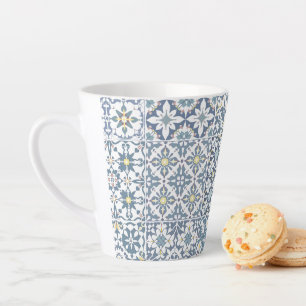 Tasse Latte Carreaux Méditerranéens, Marocains, Majolique, Azu