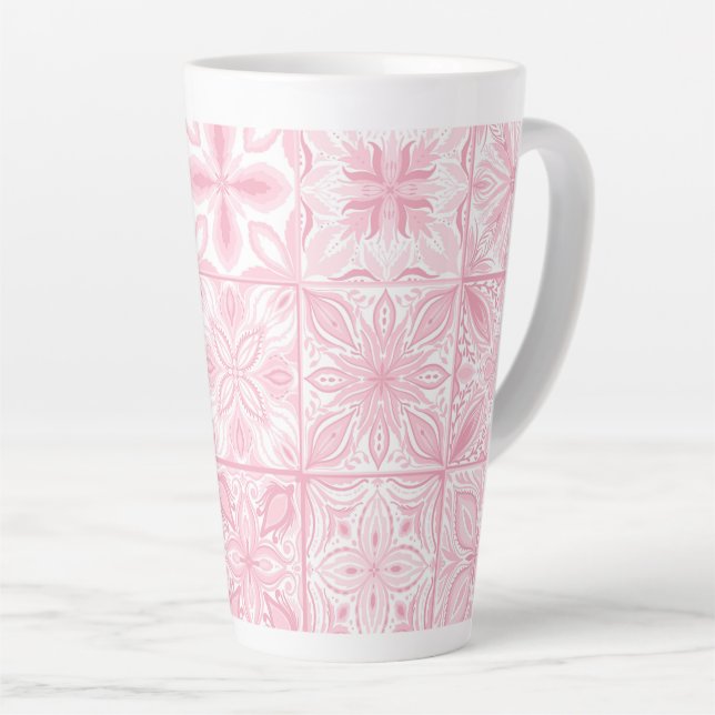 Tasse Latte Carreaux ornés en rose (Angle droit)