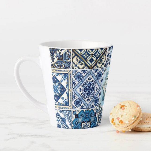 Tasse Latte Carrelage méditerranéen, Portugais, Azulejo, Majol (En situation)