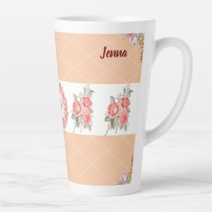 Tasse Latte Carrés et Roses