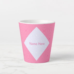 Tasse Latte Carrés ondulés blancs et rose clair personnalisés